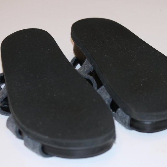 $450 39 9 Women's LUXURY ENFOLD Gray JAPAN wool LEATHER sandals flats shoes mint - Picture 4 of 13